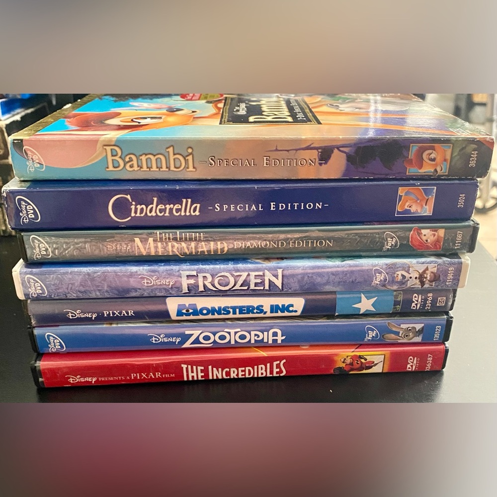 7 Disney Animated Movie DVD Lot Cinderella Bambi Frozen Little Mermaid Monsters - Picture 16 of 16